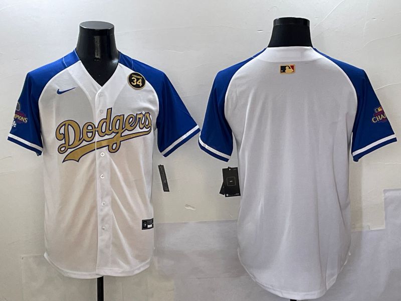Men Los Angeles Dodgers Blank White Blue Gold Game Nike 2025 MLB Jersey style 4294
